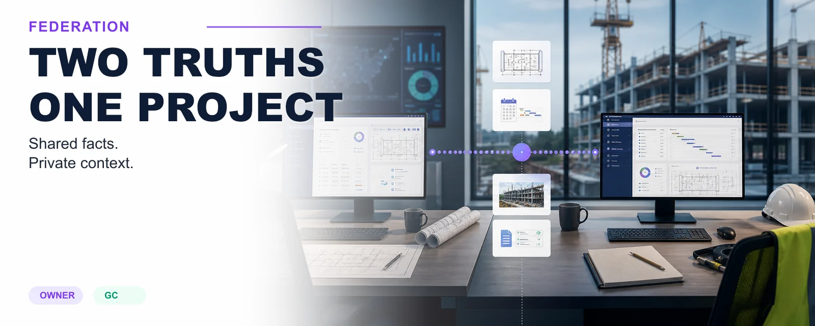 Owner and contractor project workspaces sharing selected construction project data